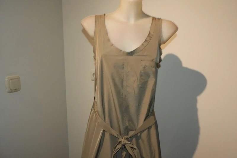 Pauw Amsterdam jurk gladde stof beige tint strik band S, Verzenden, Beige, Zo goed als nieuw, Pauw Amsterdam