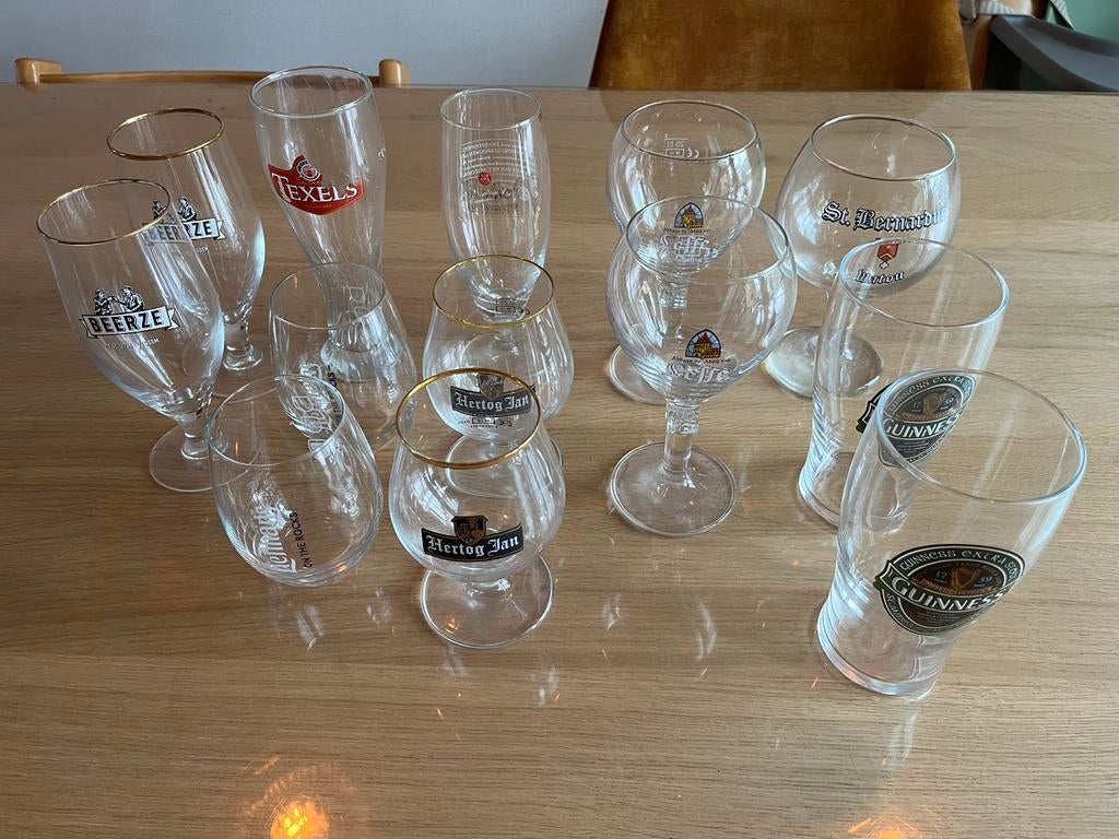 Bierglazen van diverse merken, Verzamelen, Glas en Borrelglaasjes, Ophalen, Zo goed als nieuw, Bierglas