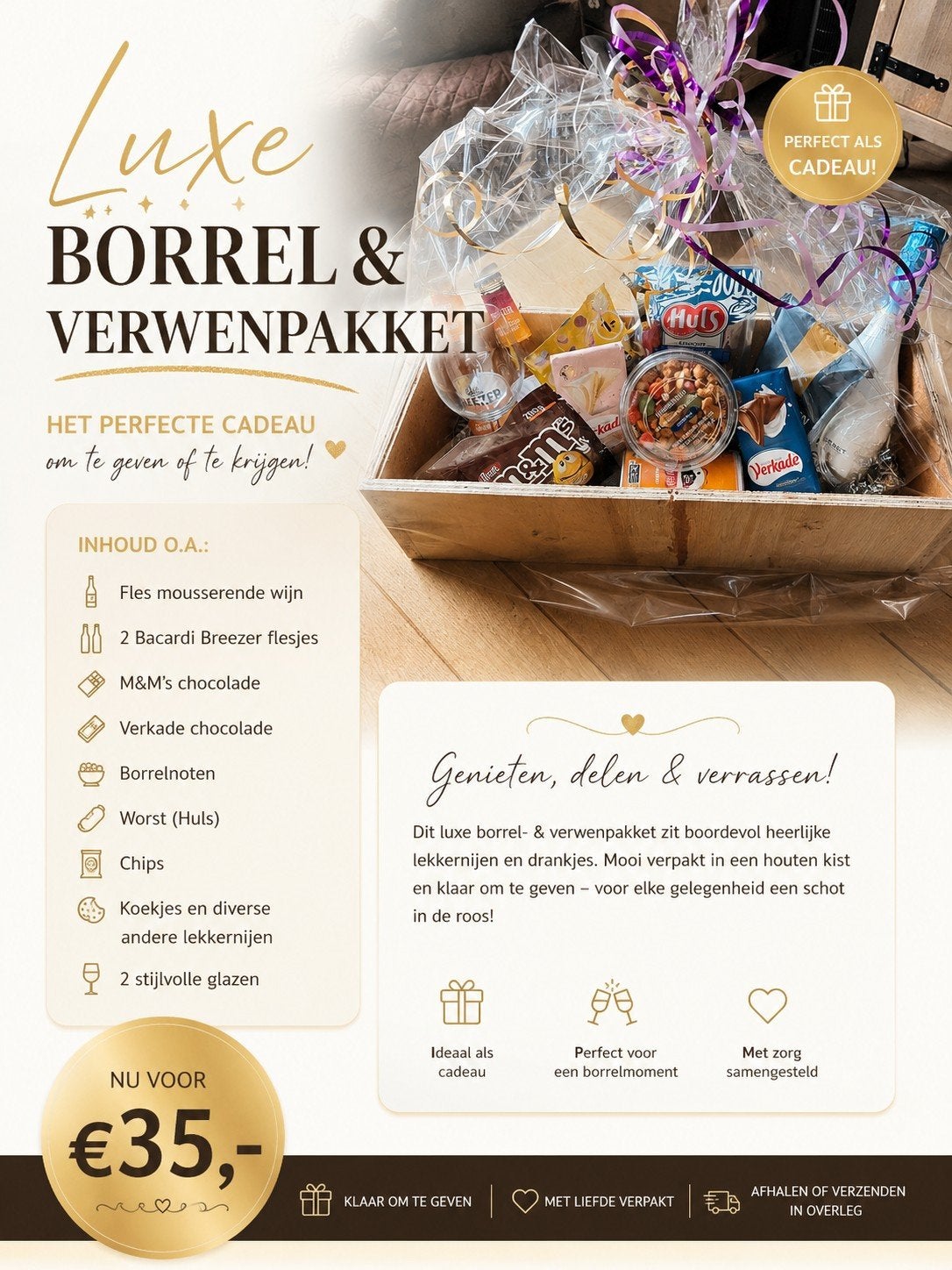 Luxe Borrel & Verwenpakket - Perfect Cadeau!, Ophalen, Nieuw, Feestartikel, Overige