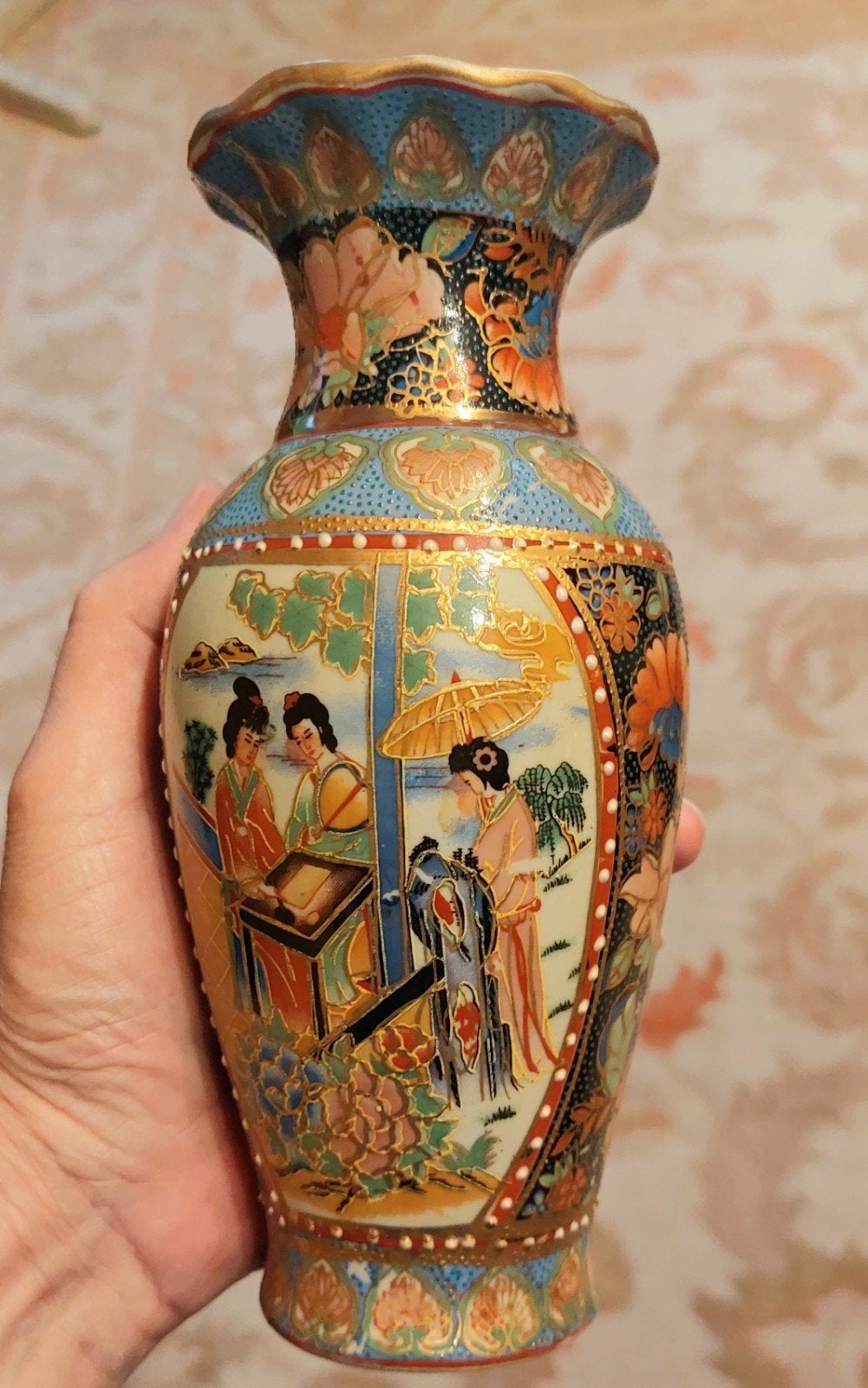Prachtige Handbeschilderd Japanse vaas, Antiek en Kunst, Ophalen of Verzenden