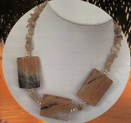 prachtige goudkwarts ketting, Sieraden, Tassen en Uiterlijk, Kettingen, Nieuw, Ophalen of Verzenden, Steen of Mineraal, Met edelsteen
