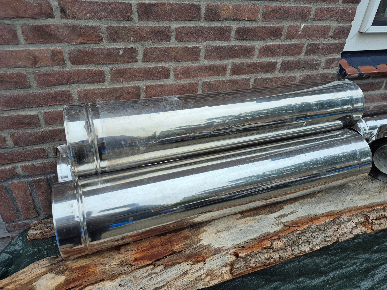 RVS dubbelwandige rookgasafvoerbuizen en bochten, Doe-het-zelf en Verbouw, Ophalen of Verzenden, Gebruikt