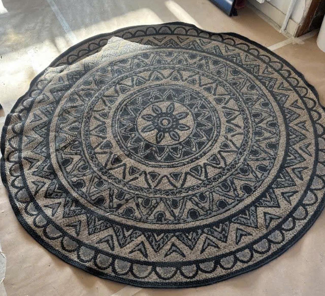 Leenbakker rond vloerkleed 200 cm met Ibiza print, Ophalen, Rond, Zo goed als nieuw, 200 cm of meer