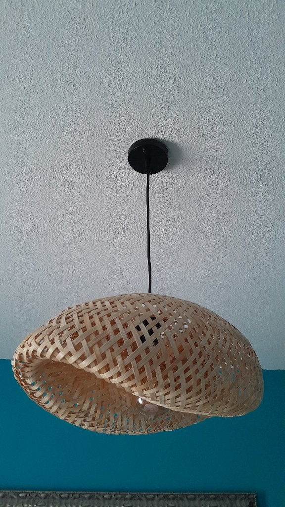 Bamboo hanglamp, Ophalen, Zo goed als nieuw, Natuurlijk materiaal, E27 (groot)
