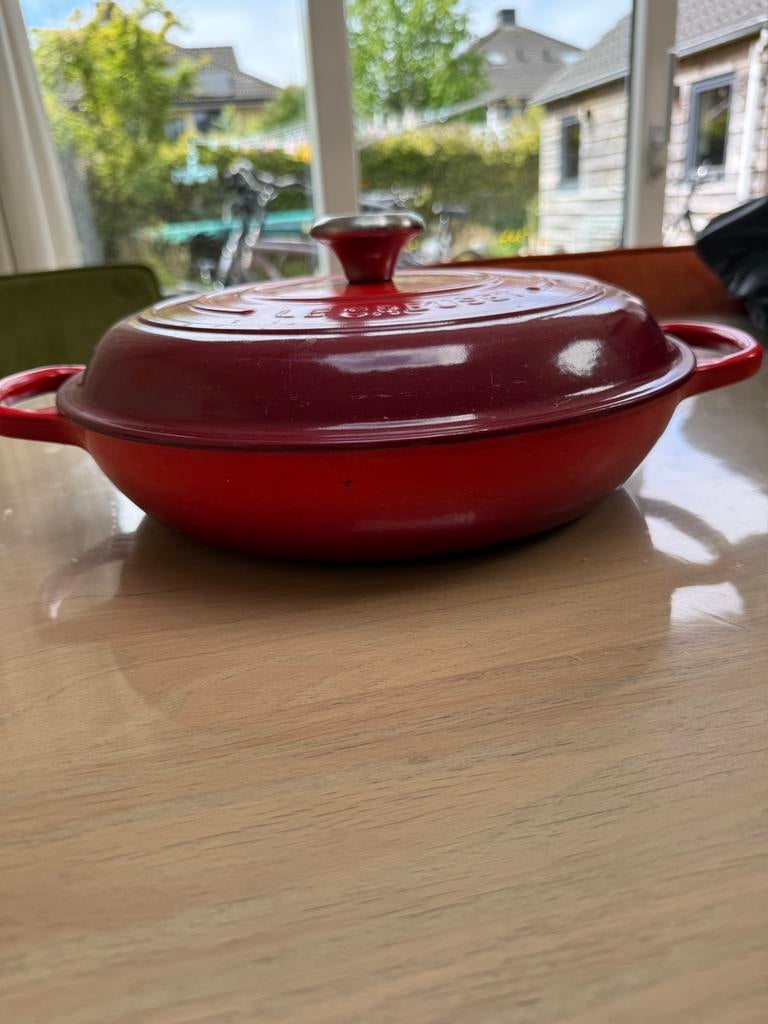 Gietijzeren le creuset pan, Ophalen of Verzenden, Zo goed als nieuw, Gietijzer, Koekenpan of Braadpan