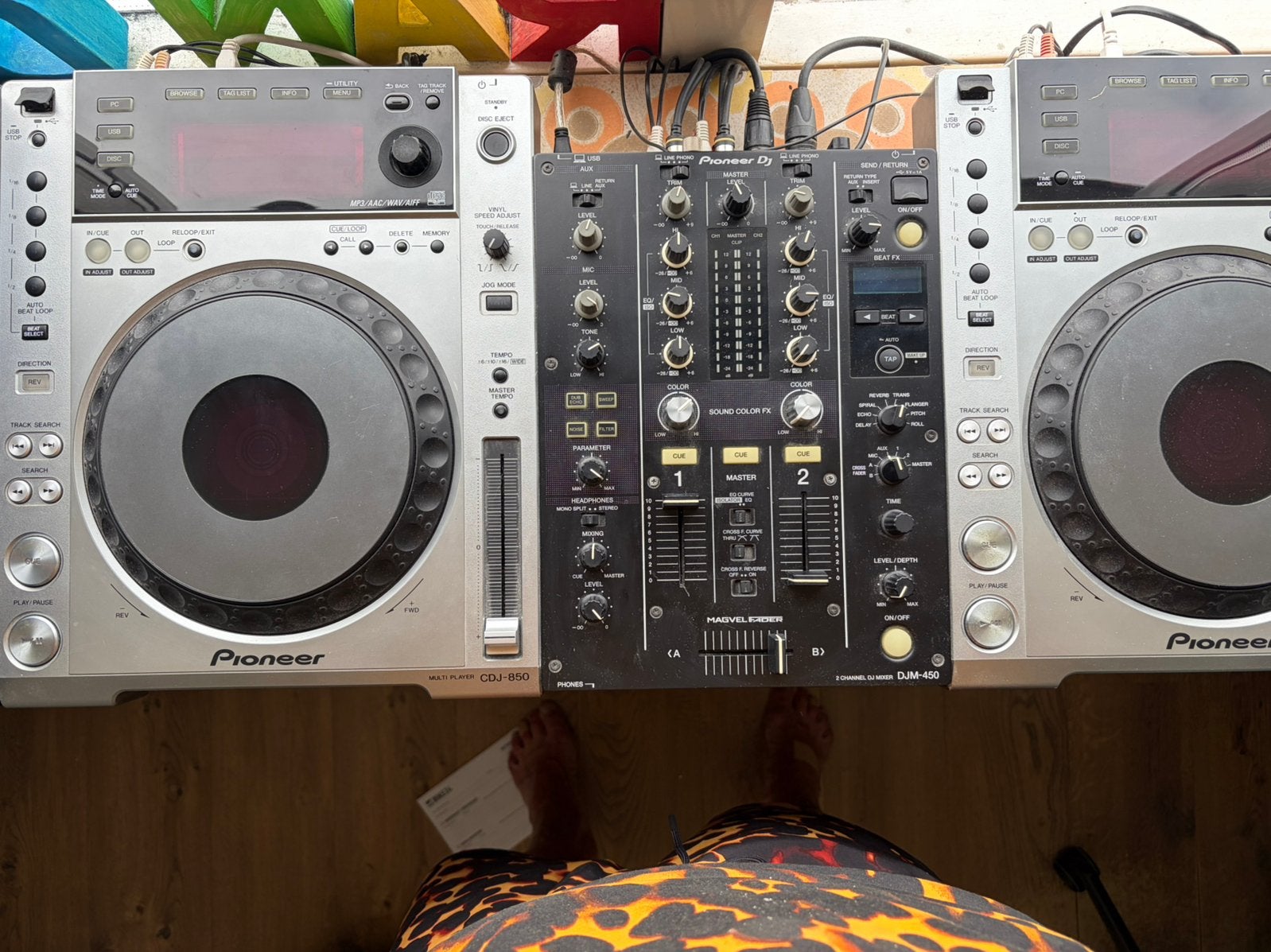Pioneer DJ set: CDJ-850 (2x) en DJM-450, Ophalen of Verzenden, Gebruikt, Dj-set, Pioneer