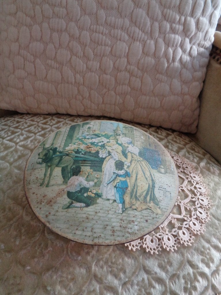 Vintage Rond Blik uit Belgie ** Mimosa **, Ophalen of Verzenden, Gebruikt, Koek(jes)