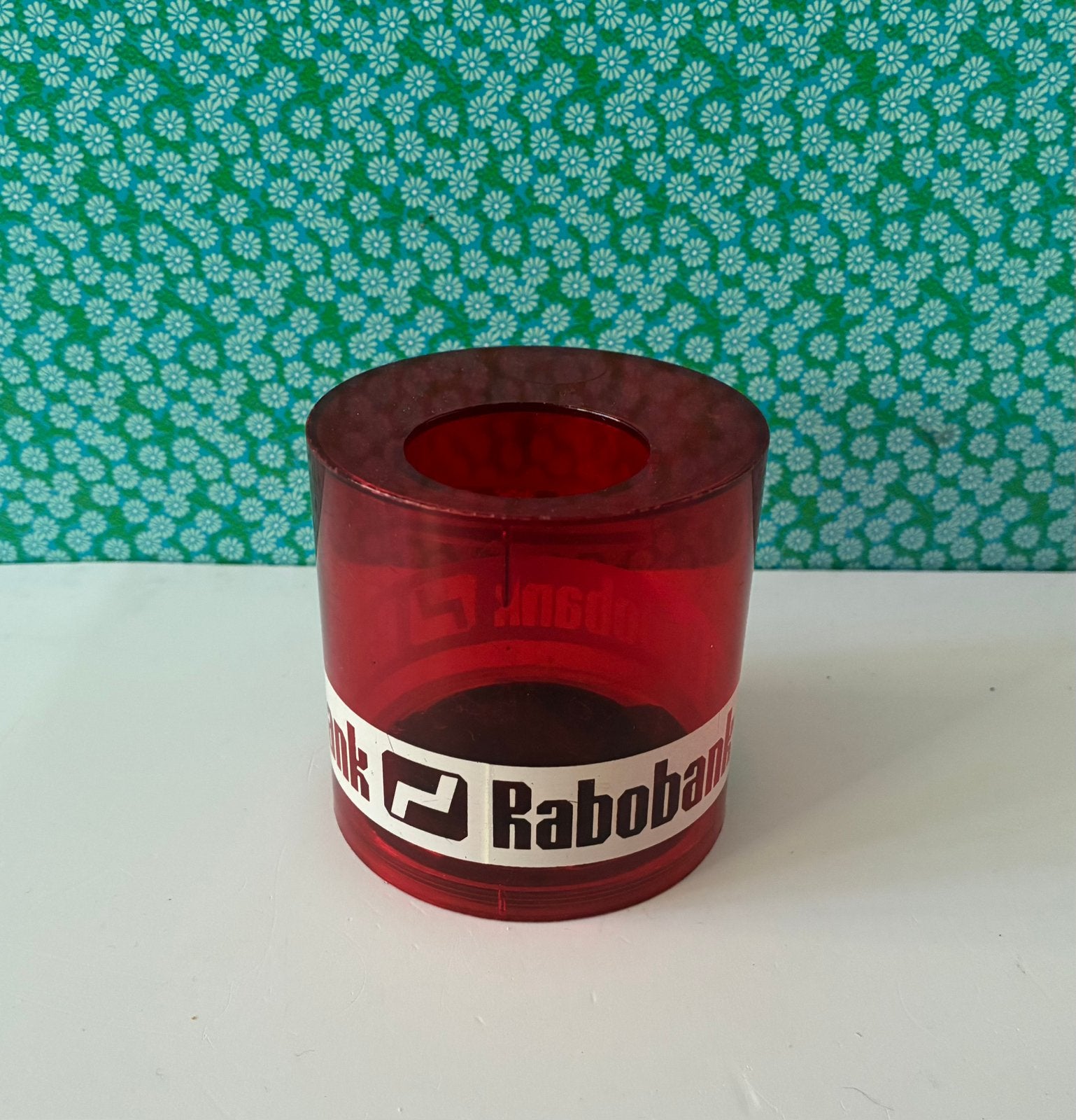 Vintage spaarpot Rabobank, Kunststof, Gebruikt, Ophalen of Verzenden, Overige thema's