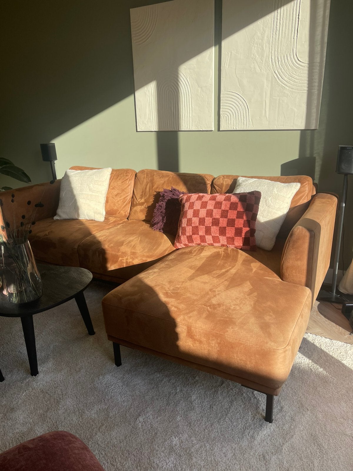 3-zitsbank met chaise longue – microleder, Ophalen, Zo goed als nieuw, Overige materialen