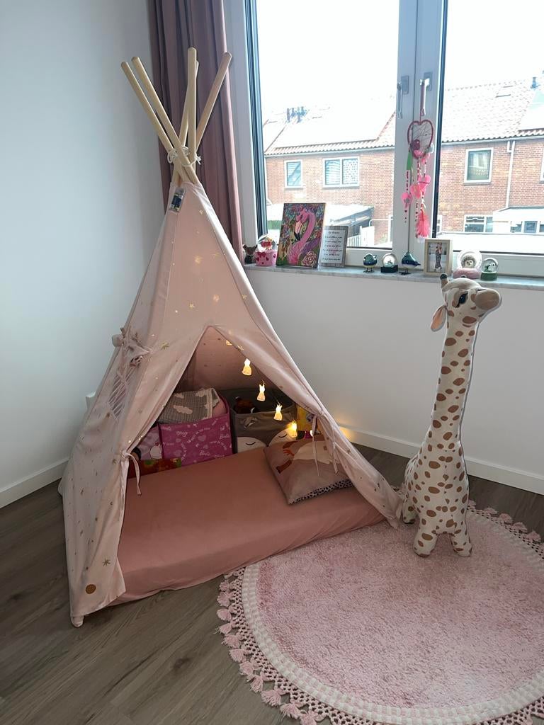 Petite Amelie tipi speeltent roze met gouden sterren, Ophalen, Zo goed als nieuw