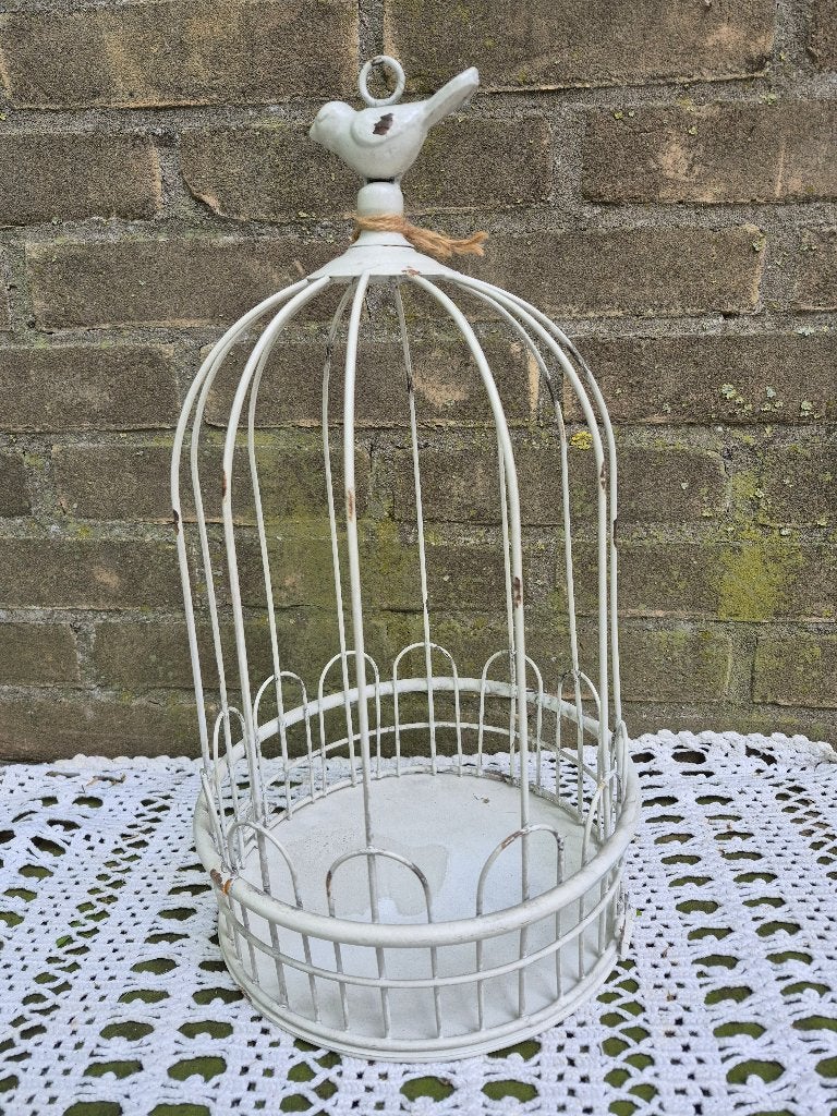 deco vogelkooi, Huis en Inrichting, Woonaccessoires | Overige, Ophalen of Verzenden, Gebruikt, Wit, Metaal