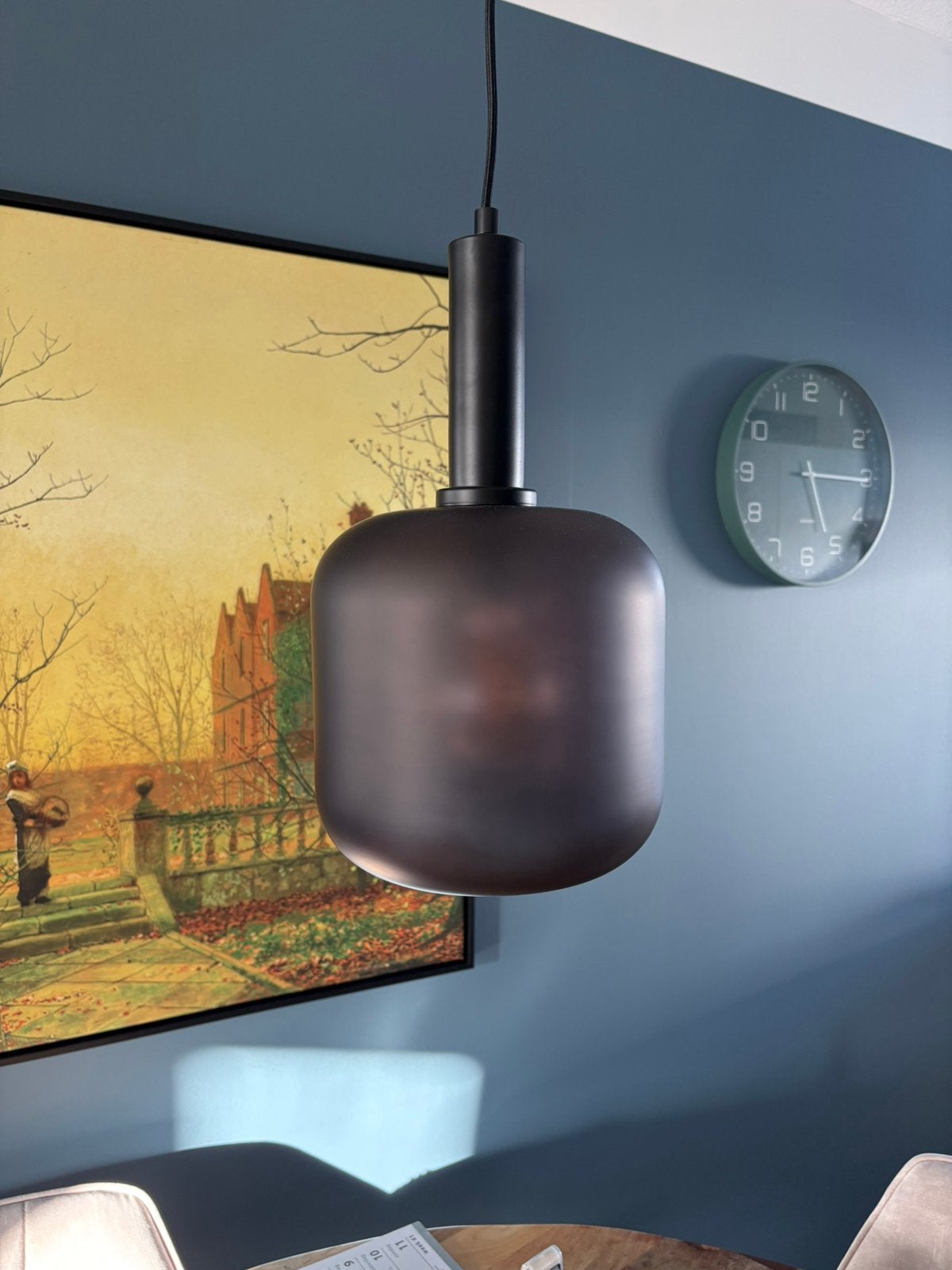 Zwarte hanglamp rookglas, Huis en Inrichting, Ophalen, Glas, E27 (groot), Hotel chique