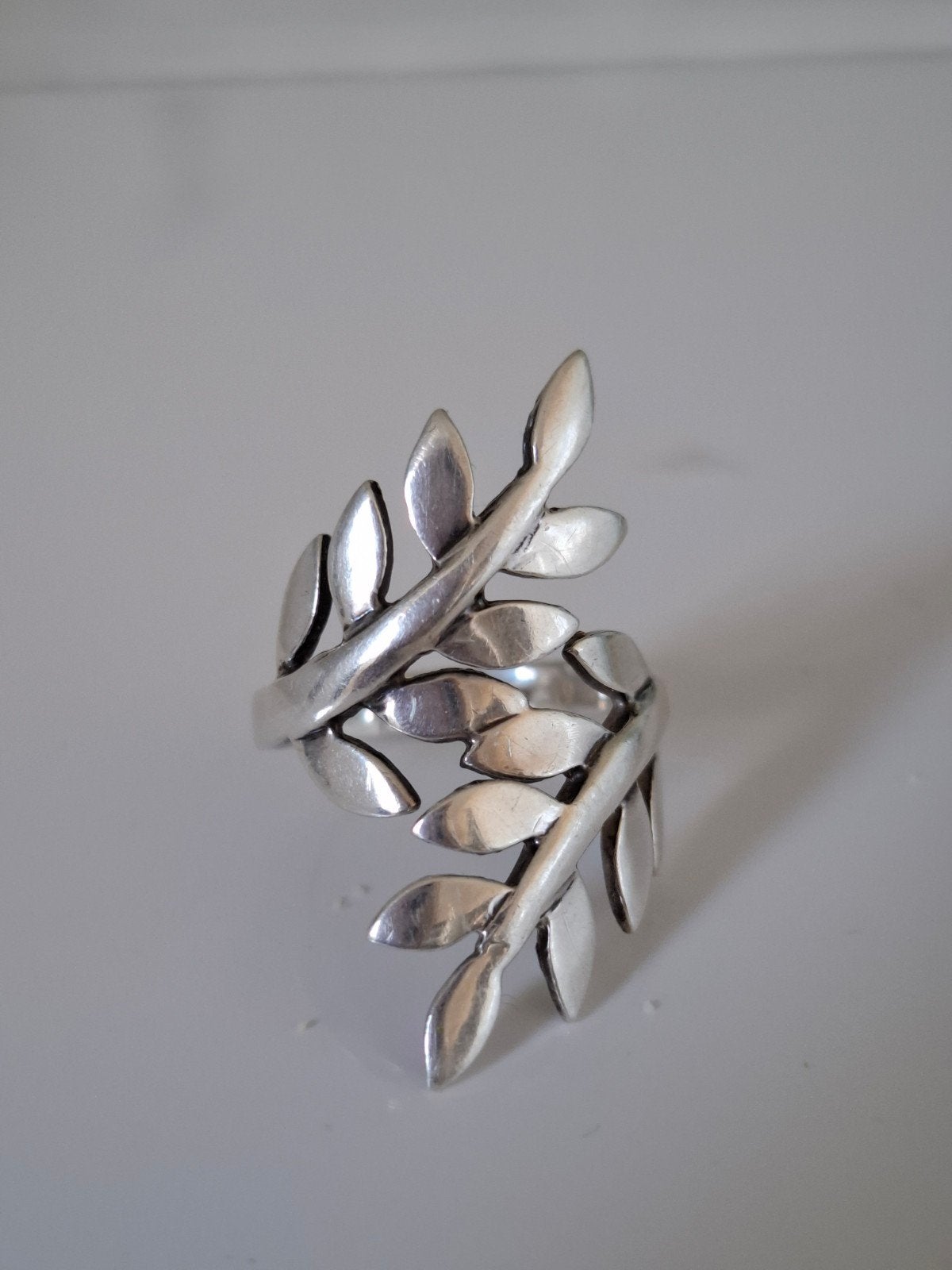 Zilveren ring "olijftak "maat 16, Verzenden, Dame, Zilver, Zilver
