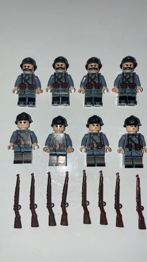ww2 bricks 8x franse minifigures soldaten + wapens, Ophalen of Verzenden, Nieuw