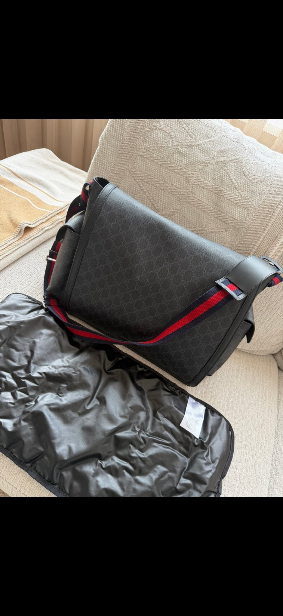 Gucci Verzorgingstas met Verschoningsmatje, Gucci, Zwart, Extra vakken, Zo goed als nieuw