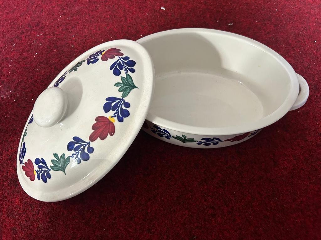 Boch Frères Boerenbont Ovenschaal met Deksel - Vintage, Antiek en Kunst, Ophalen