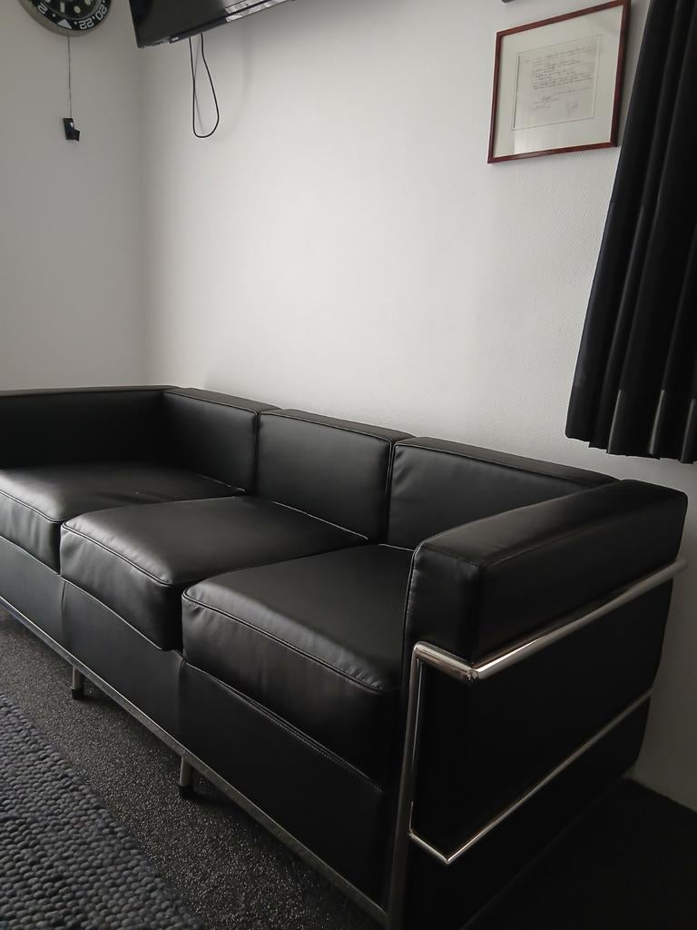 Le courbusier  3 zits  bankstel nieuw., Ophalen, 150 tot 200 cm, 75 tot 100 cm, Leer