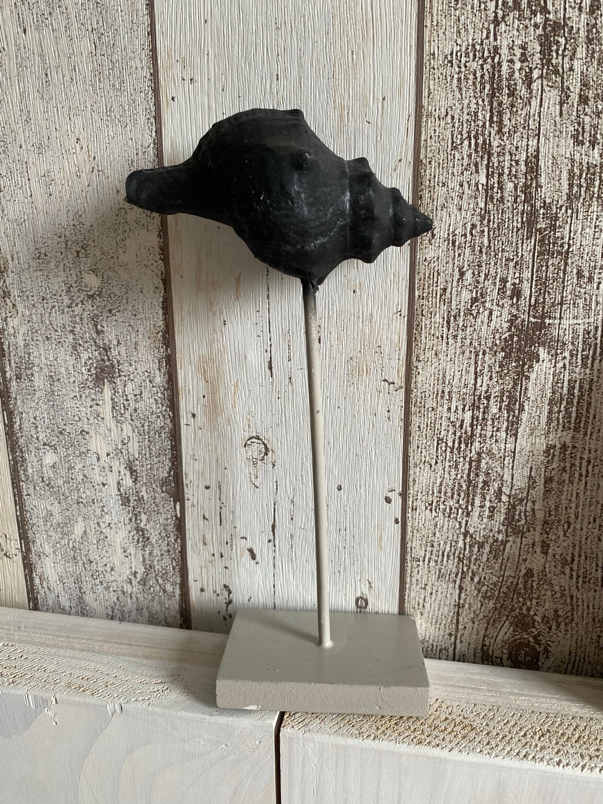Decoratie Zwarte Schelp op Voet - Modern Design, Zwart, Ophalen of Verzenden, Zo goed als nieuw, Metaal