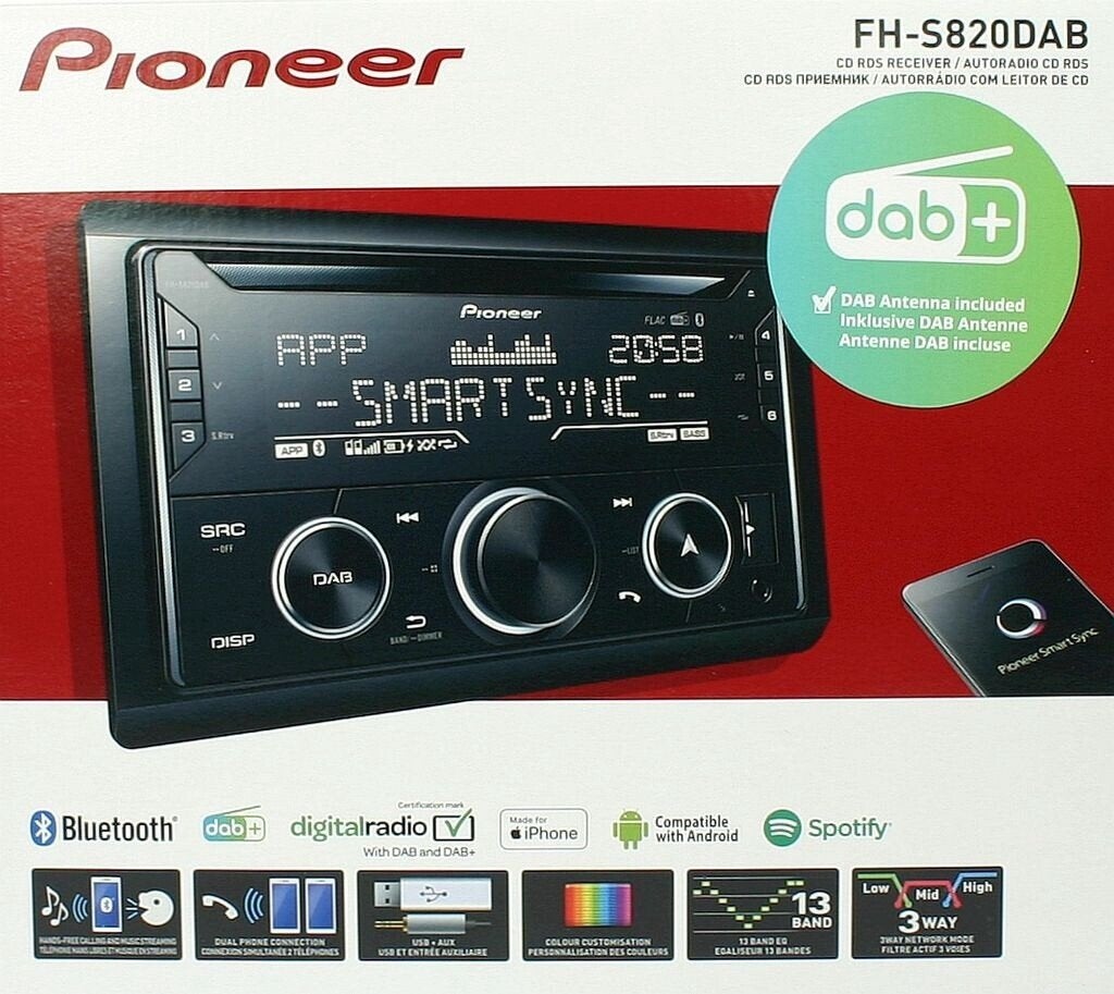 PIONEER FH-S820DAB autoradio met bluetooth en dab functies, Ophalen of Verzenden, Zo goed als nieuw