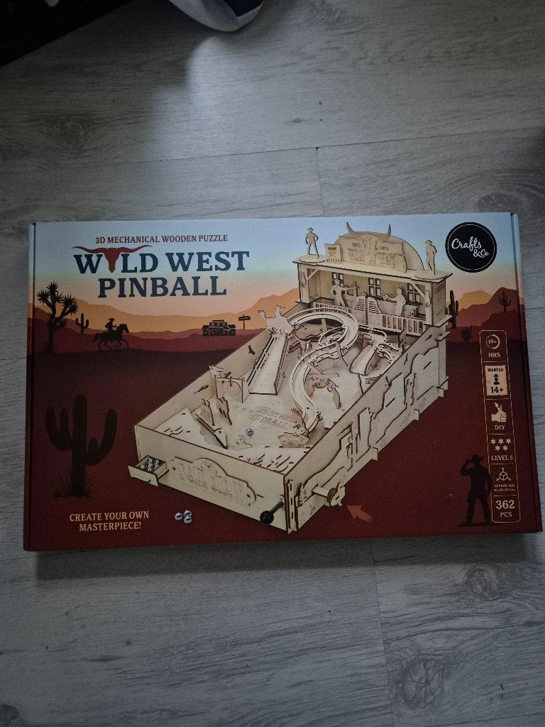 houten pinball flipperkast bouwset wild west, Ophalen of Verzenden, Nieuw