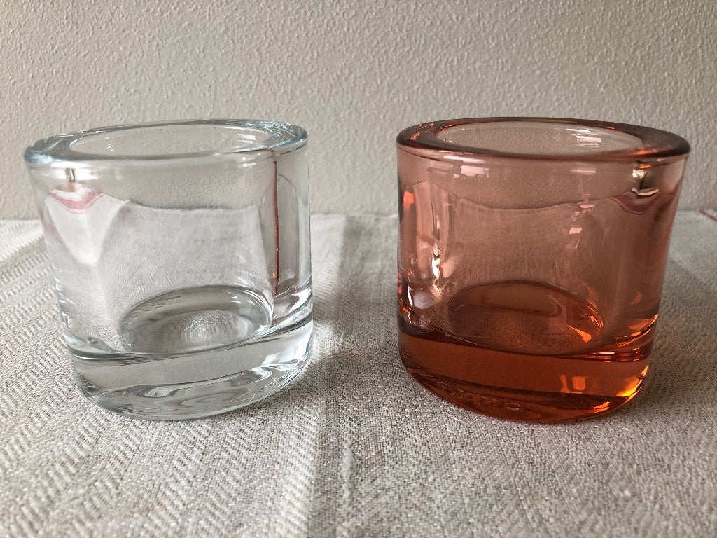 Iittala Kivi Marimekko kaarshouder lichtje setje, Waxinelichthouder, Oranje, Ophalen of Verzenden, 6 cm