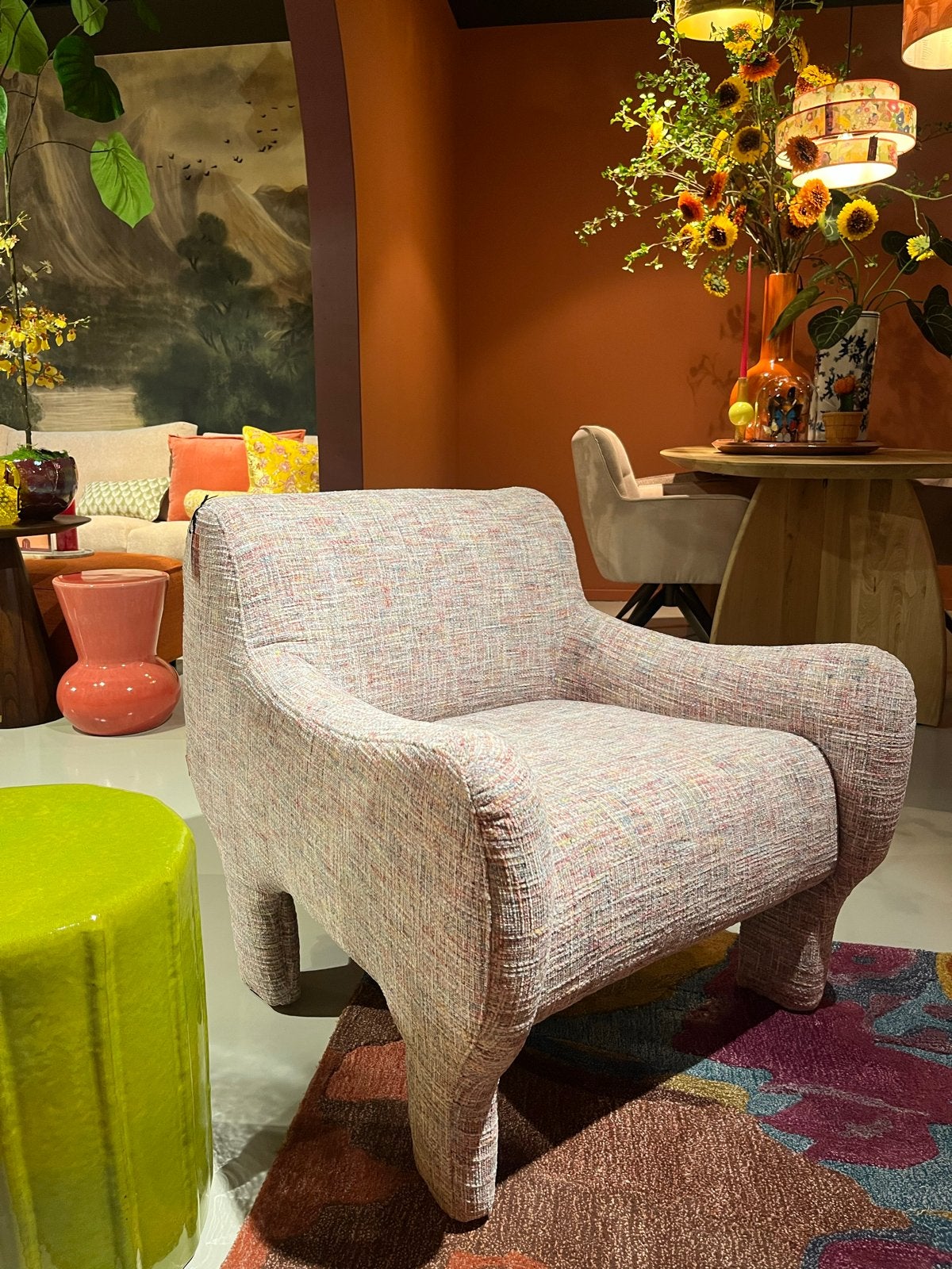Unieke Fauteuil met Kleurrijke Stof, Huis en Inrichting, Fauteuils, Ophalen, Zo goed als nieuw, Stof, 75 tot 100 cm