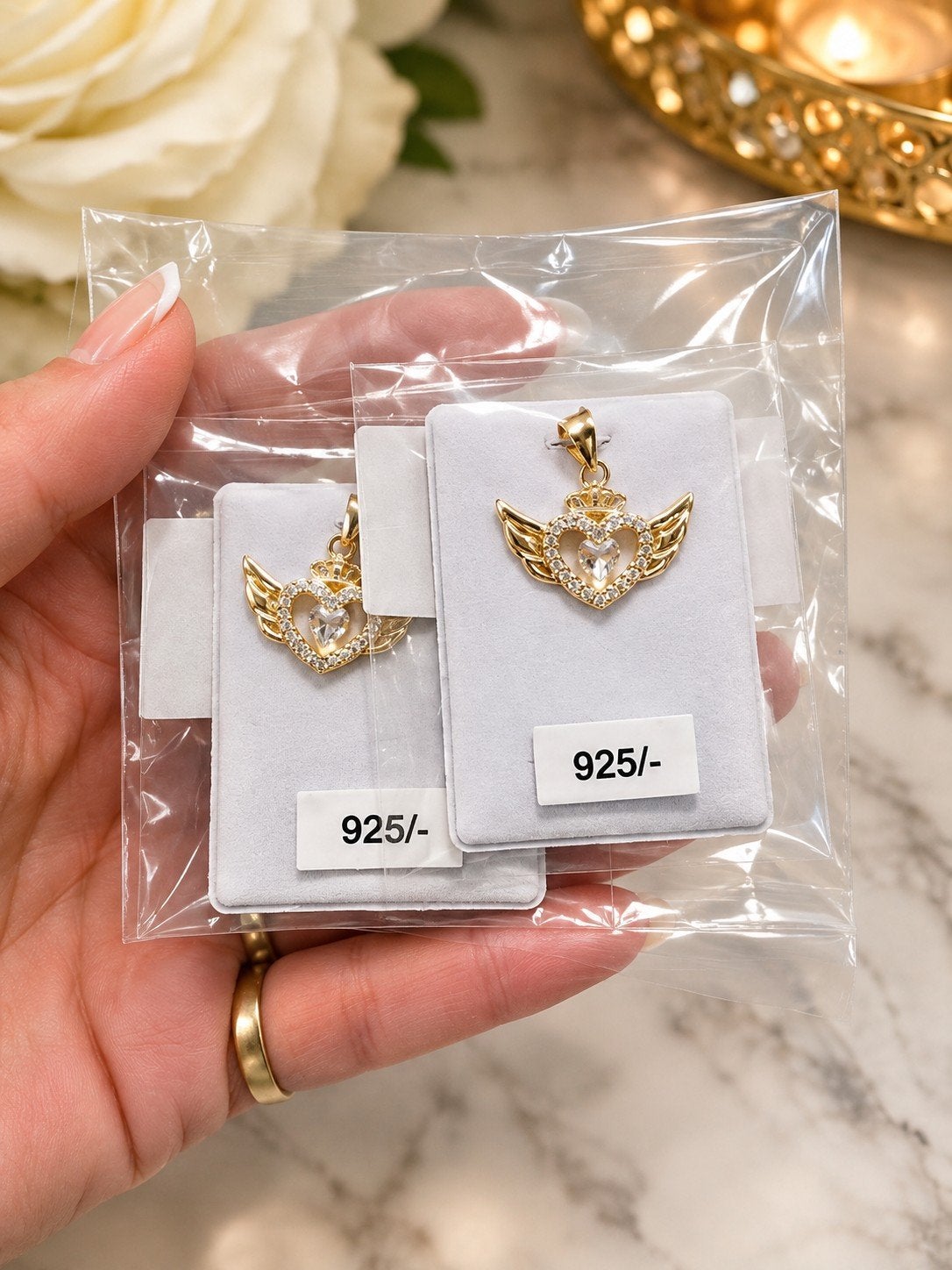 Luxe Engel Hartjes Hanger - Zilver 925, Nieuw, Ophalen of Verzenden, Hart, Zilver