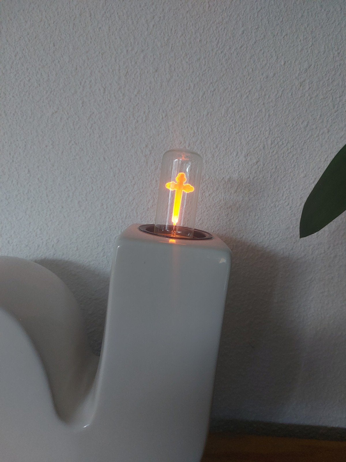 vintage gloeilampje met neon kruis, orgineel doosje E27, Antiek en Kunst, Ophalen of Verzenden
