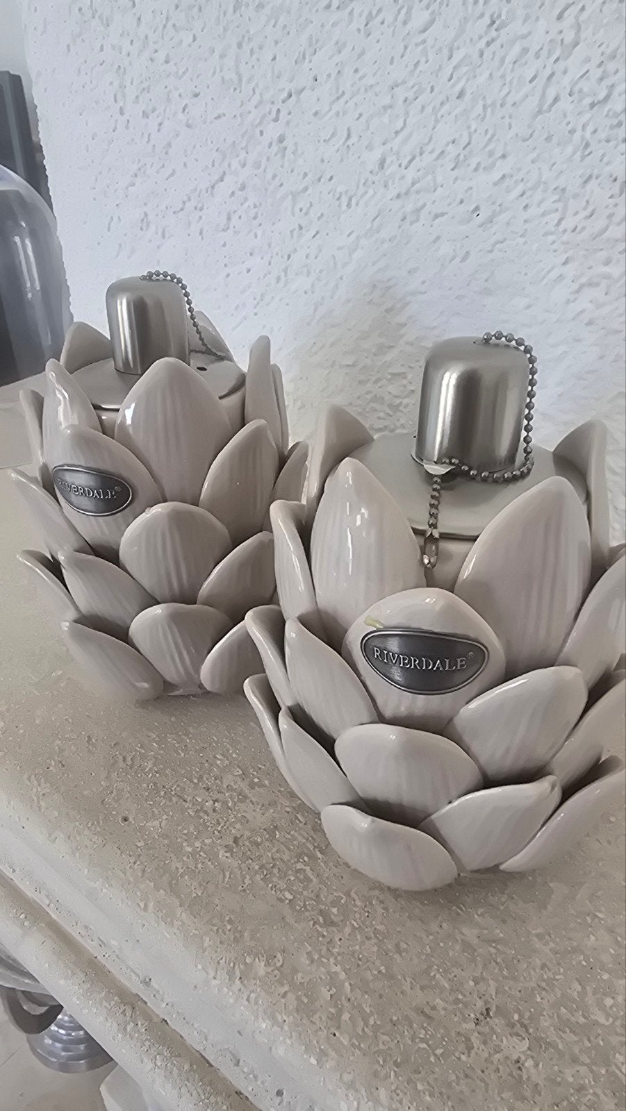 Riverdale Olie Lampen - Beige Lotus Design (Set van 2), Riverdale, Beige, Overige typen, Ophalen of Verzenden