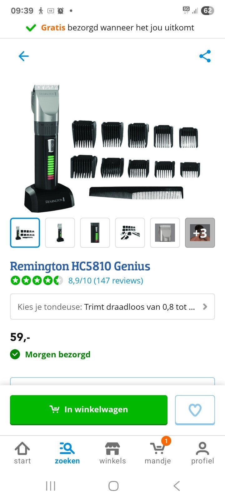 Remington HC5810 Genius Tondeuse - Draadloos & Compleet, Ophalen of Verzenden, Nieuw, Scheren en Epileren