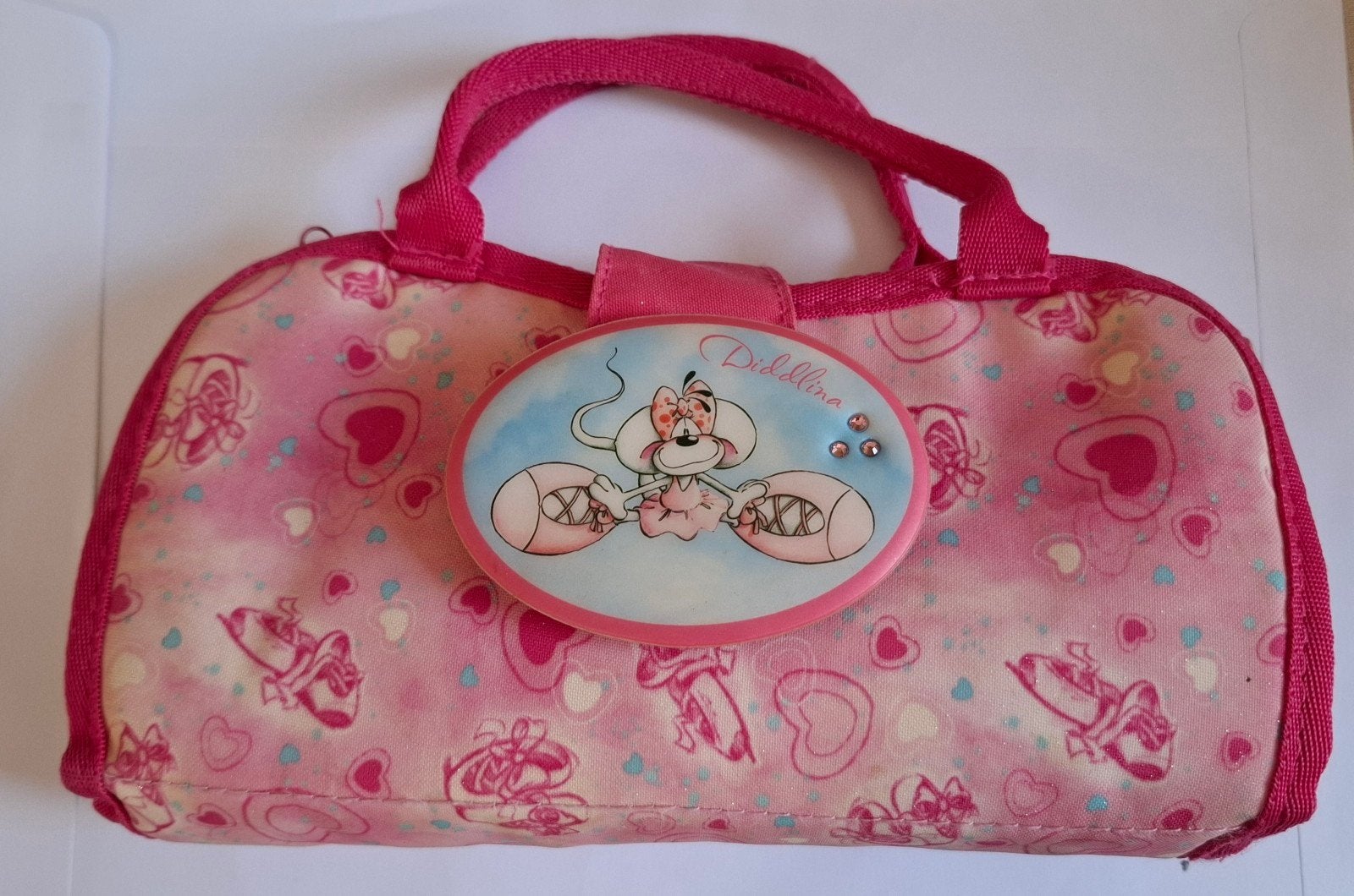 Vintage Diddlina Etui - Roze met Hartjes en Balletmotief, Verzamelen, Ophalen of Verzenden, Diddlina, Gebruikt, Tas, Koffer of Zak