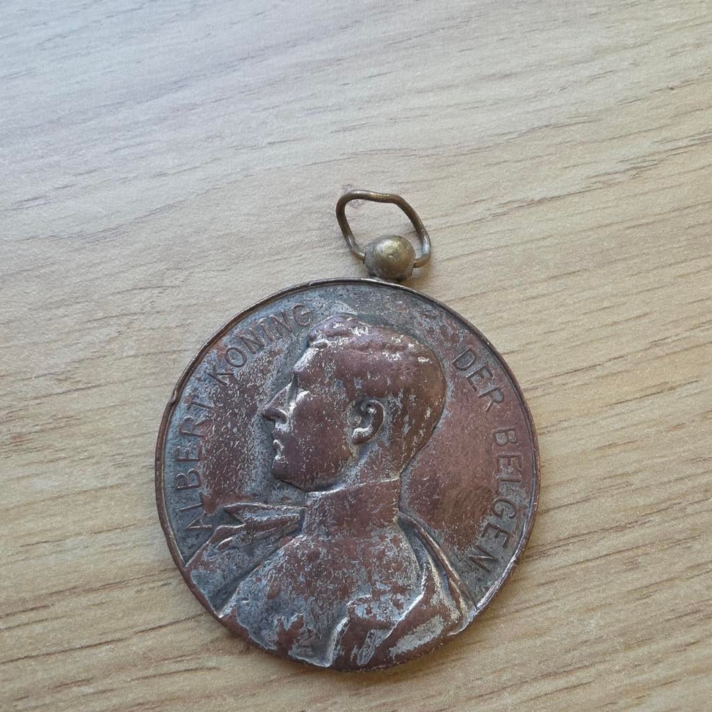Medaille Albert koning der belgen, Postzegels en Munten, Penningen en Medailles, Ophalen of Verzenden, Overige materialen