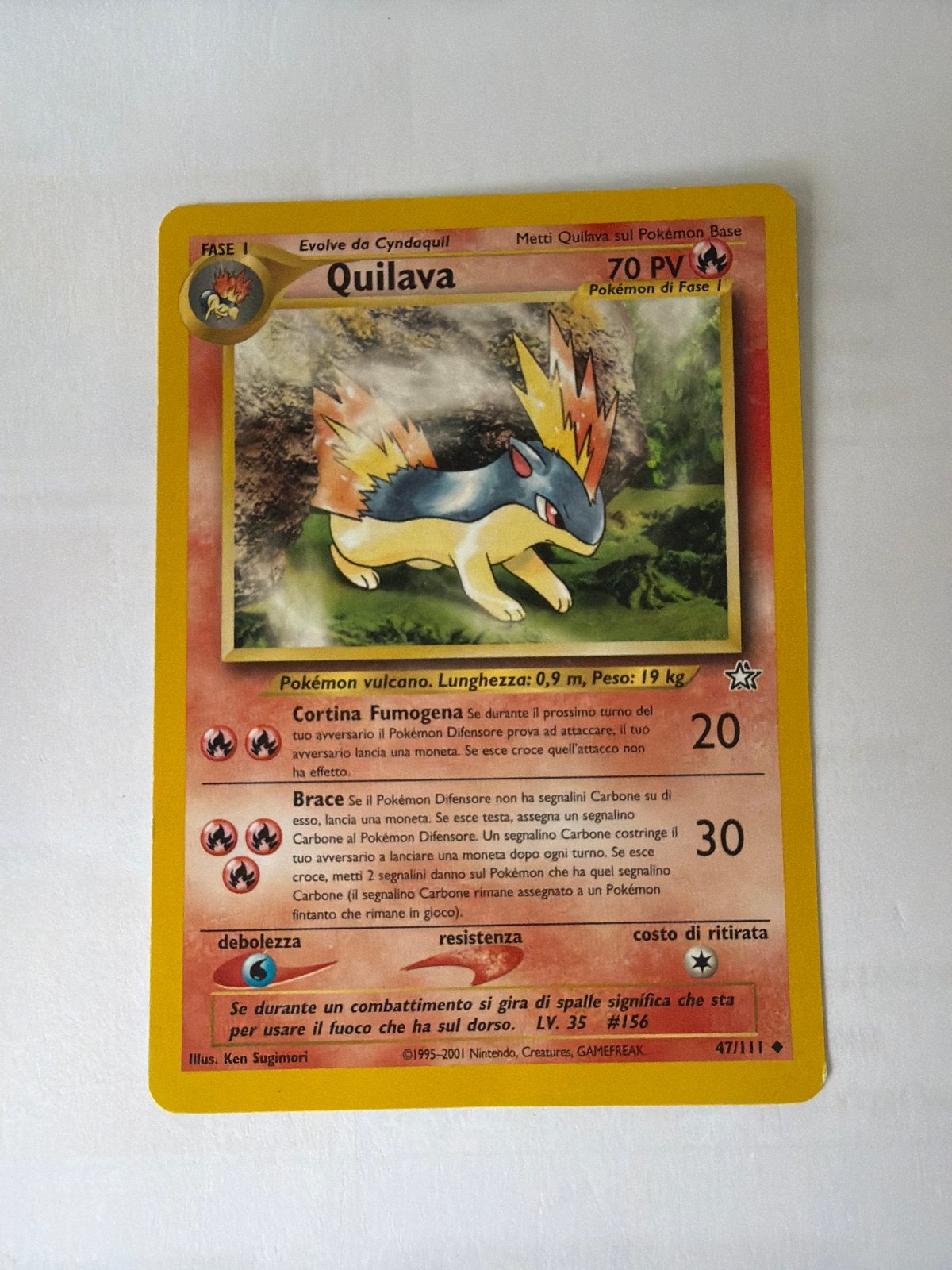 Pokémon Kaart Quilava 47/111 Neo Genesis Italiaans, Ophalen of Verzenden, Gebruikt, Losse kaart