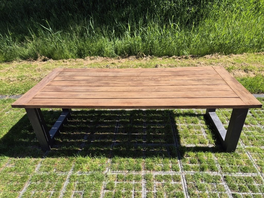 Teakhouten tuintafel 240 x 100, Tuin en Terras, Ophalen, Gebruikt, Rechthoekig, Teakhout