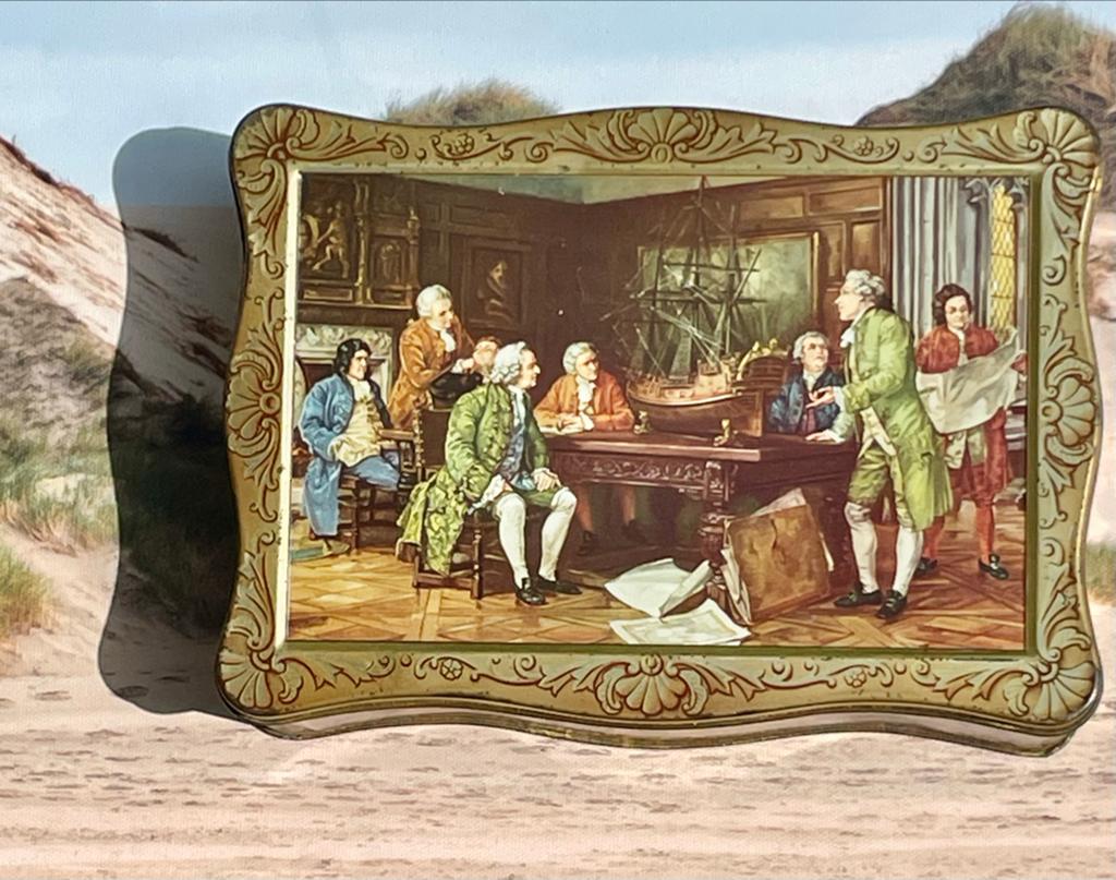 Oude Patria Koektrommel met los deksel - Historisch Tafereel, Ophalen of Verzenden