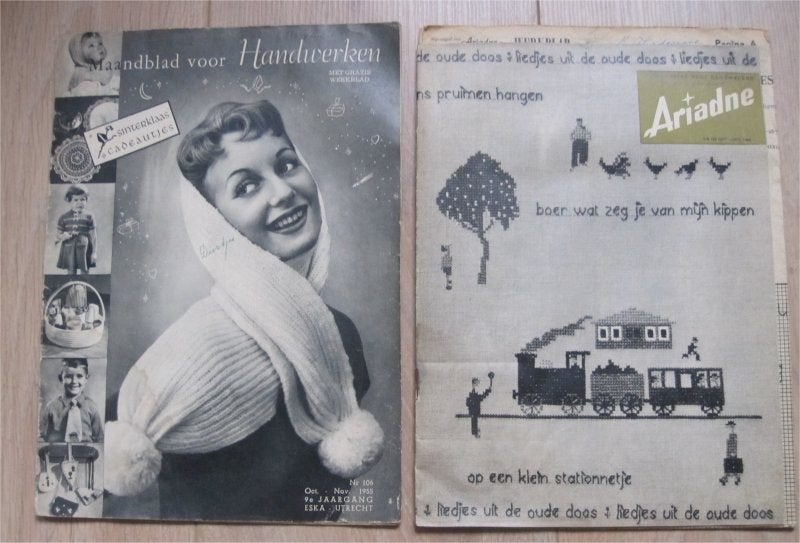 Handwerken - twee bladen uit de jaren '50, Ophalen of Verzenden