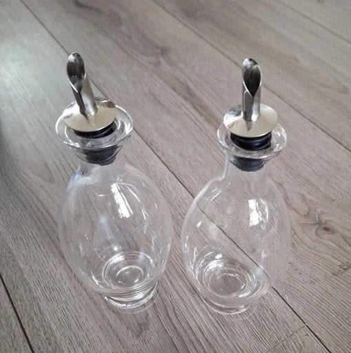 Maître glazen olie en azijn set nieuw 20 cm, Nieuw, Ophalen of Verzenden, Overige merken, Glas