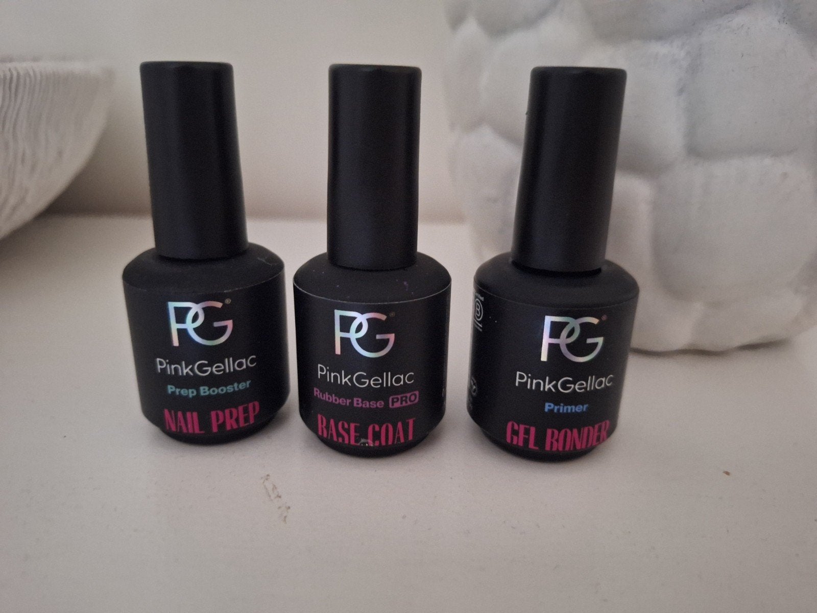 Pink Gellac set: Prep Booster- Primer -  Rubberbase Pro, Sieraden, Tassen en Uiterlijk, Ophalen of Verzenden, Zo goed als nieuw