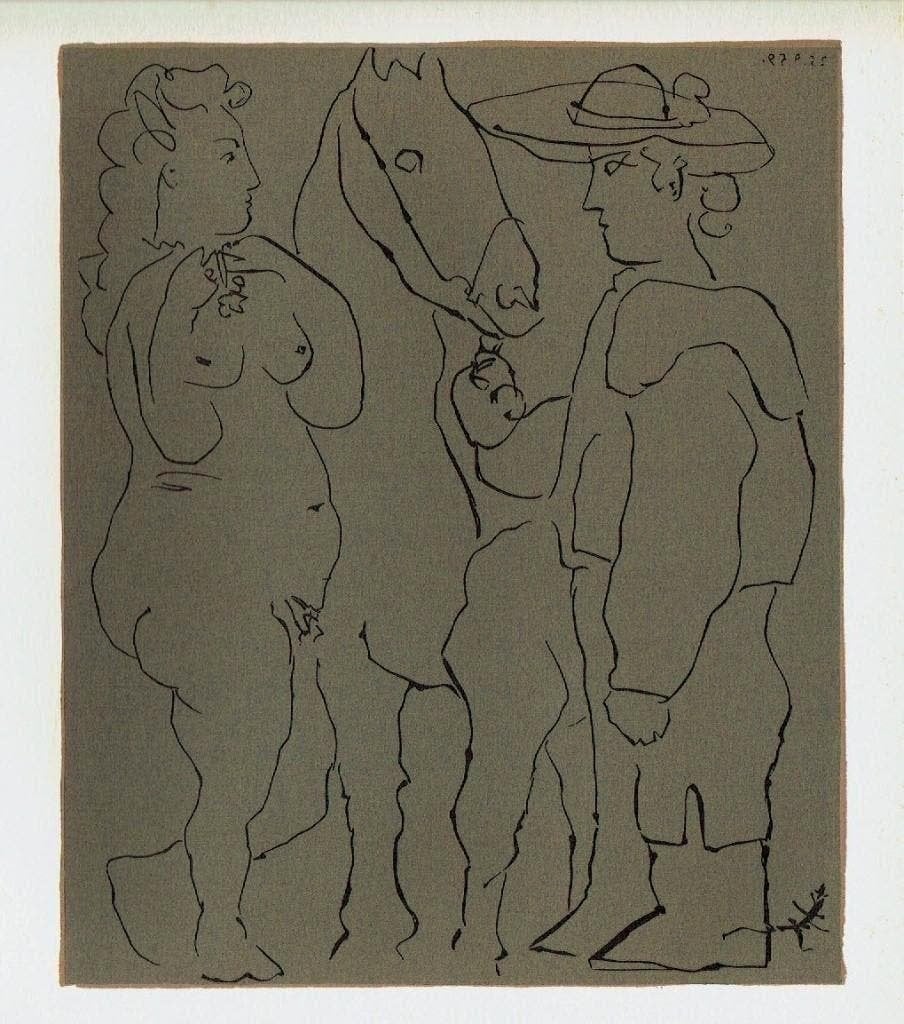 Picasso Picador, Woman, and Horse Linocut, Verzenden