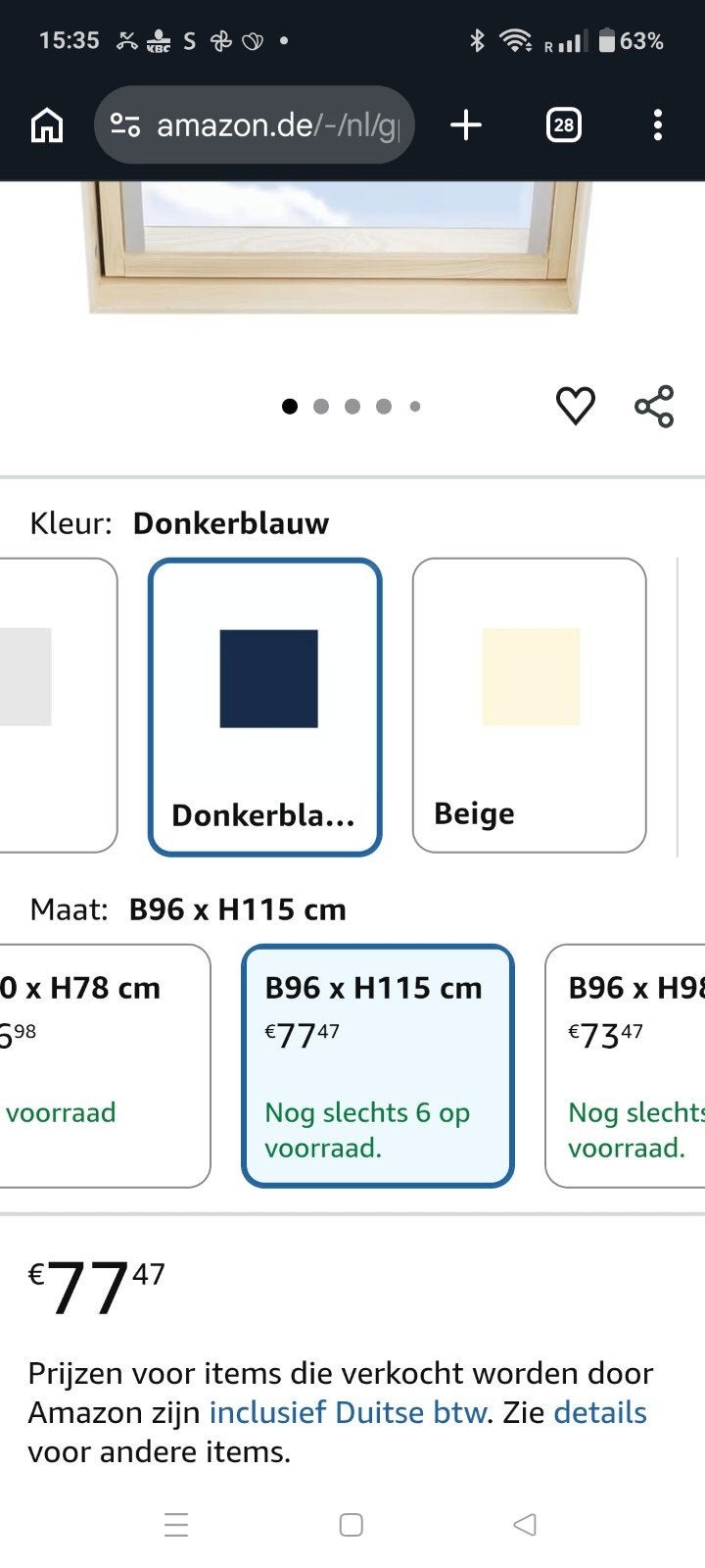 Itzala Verduisterend rolgordijn voor Velux GGL S08, Ophalen of Verzenden, Nieuw, 50 tot 100 cm