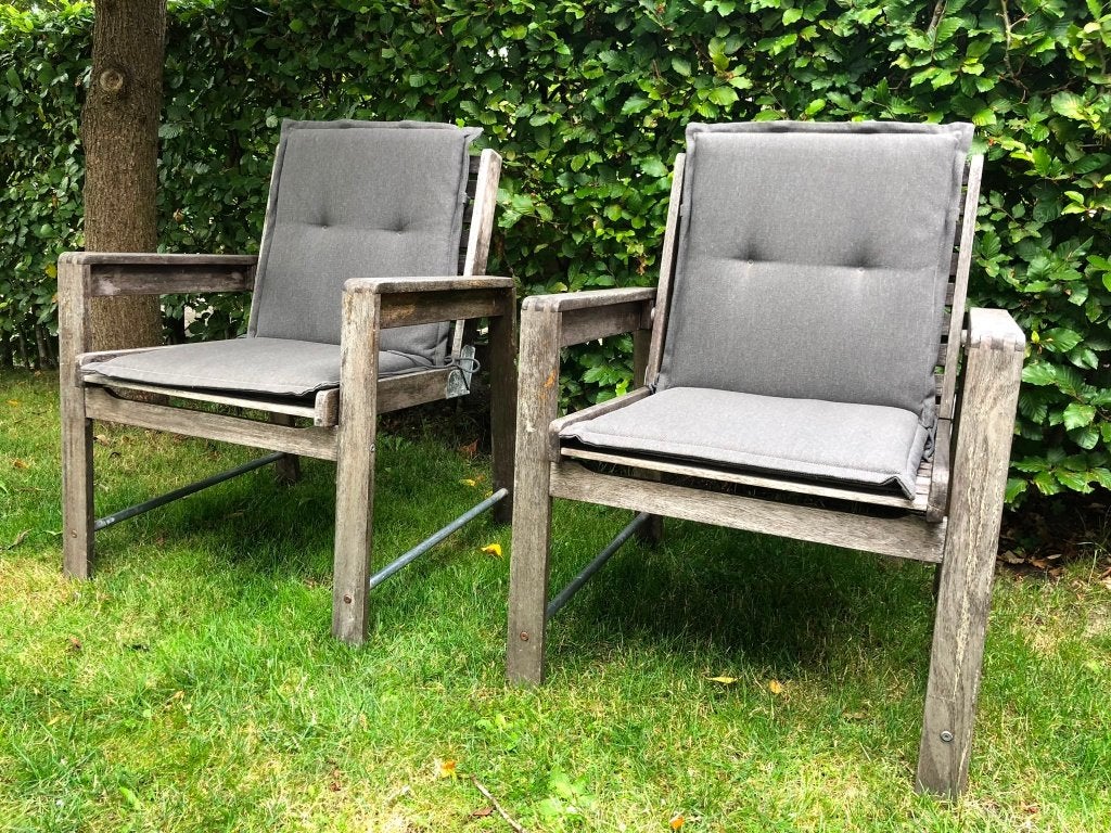 Tuinstoelen met kussens, Ophalen, Gebruikt, Hout