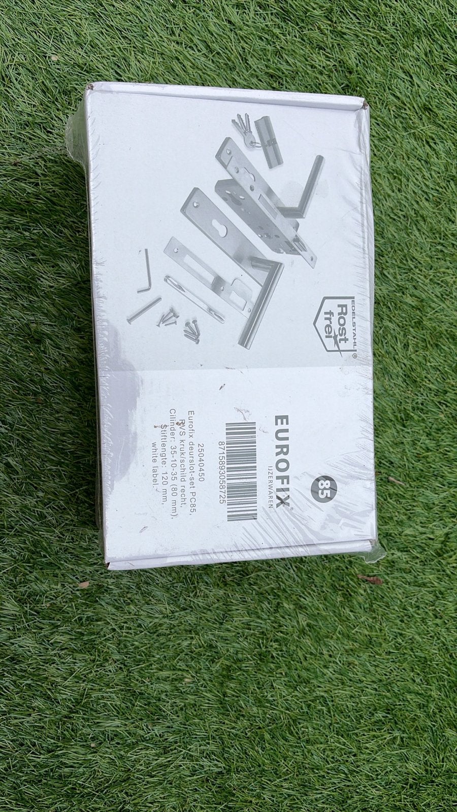 Eurofix Deurslot-set RVS Kruk/Schild Recht PC85, Ophalen, Nieuw, Rvs, Slot
