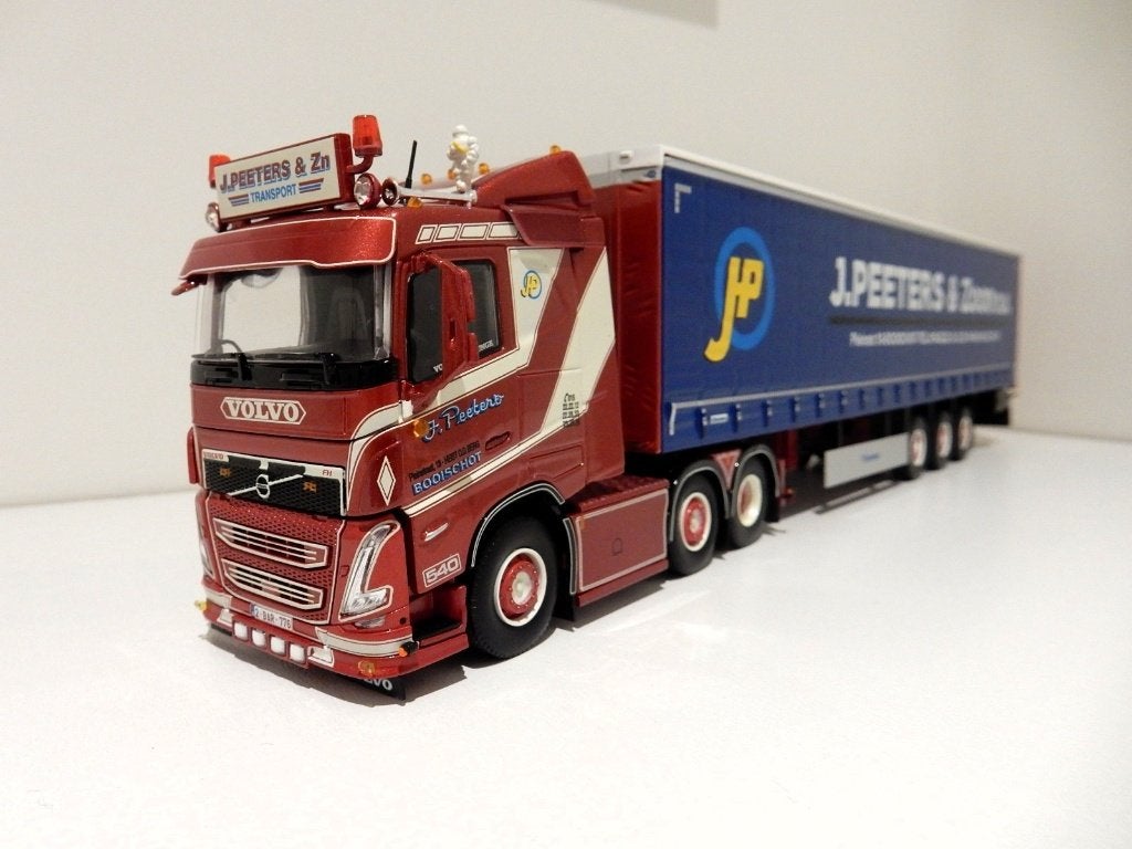 Tekno Volvo FH5 + schuifzeilenoplegger Peeters + doos nieuw, Ophalen of Verzenden, Nieuw, Bus of Vrachtwagen, Tekno