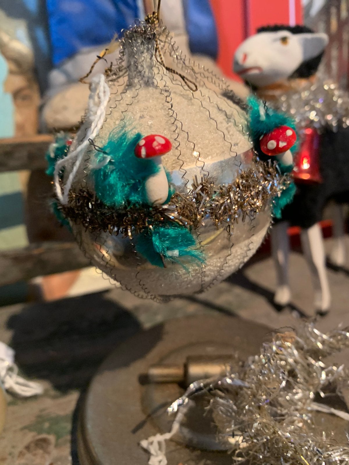 Kerst kerstbal met paddenstoelen, T, Ophalen of Verzenden, Zo goed als nieuw, N