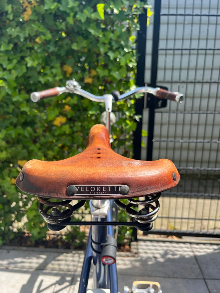 Veloretti stadsfiets met leren zadel en handvatten, Overige merken, Terugtraprem, Ophalen of Verzenden, 53 tot 56 cm