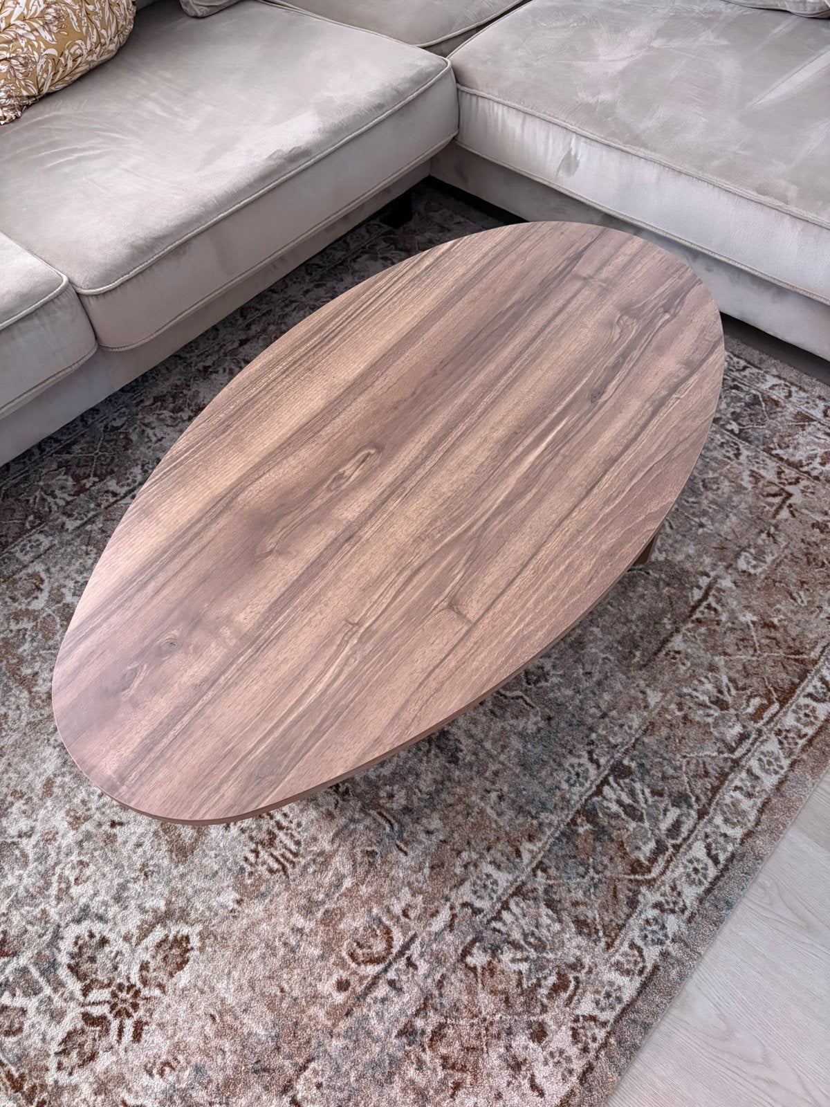 Organische Salontafel walnoot, Ophalen, 100 tot 150 cm, 50 tot 100 cm, Zo goed als nieuw