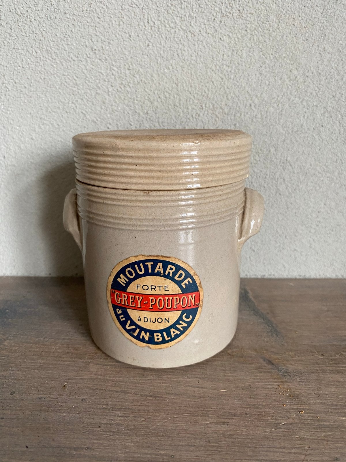 Antieke Franse Grey-Poupon Mosterdpot grespotje Deksel, Ophalen of Verzenden