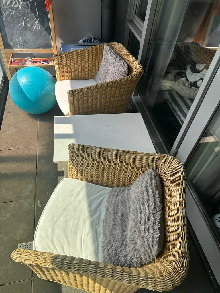 Wicker tuinstoelen met tafel, Tuin en Terras, Hangmatten, Ophalen, Gebruikt