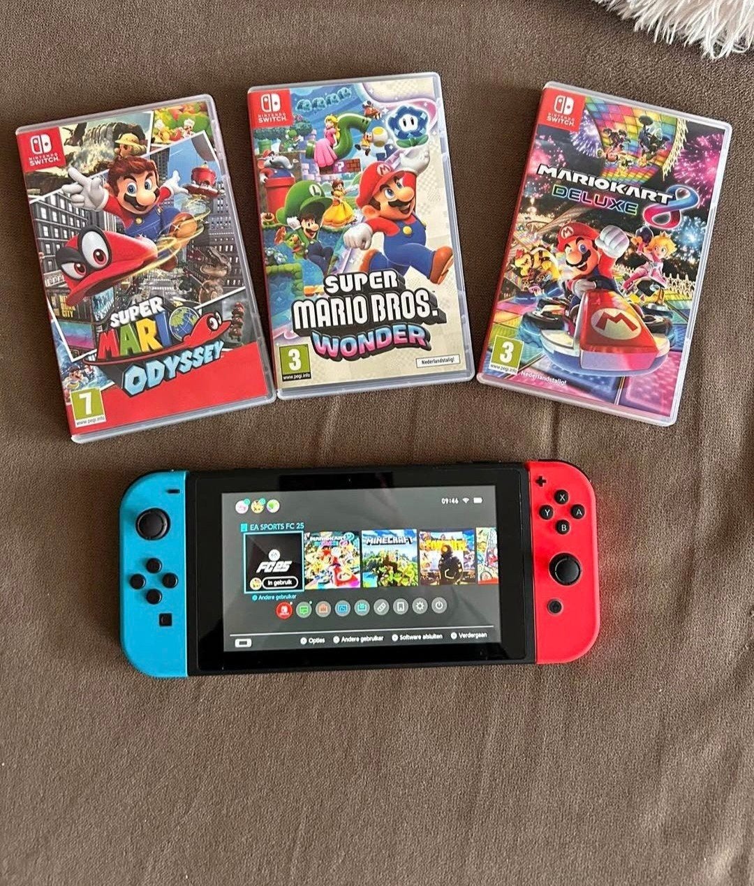 nintendo switch+3 spellen, Verzenden, Zo goed als nieuw, Met 1 controller, Switch Original