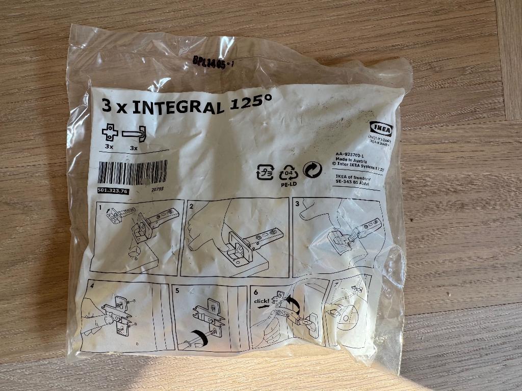 38 x Ikea Integral scharnier, Doe-het-zelf en Verbouw, Hang- en Sluitwerk, Ophalen of Verzenden, Nieuw, IJzer, Scharnier